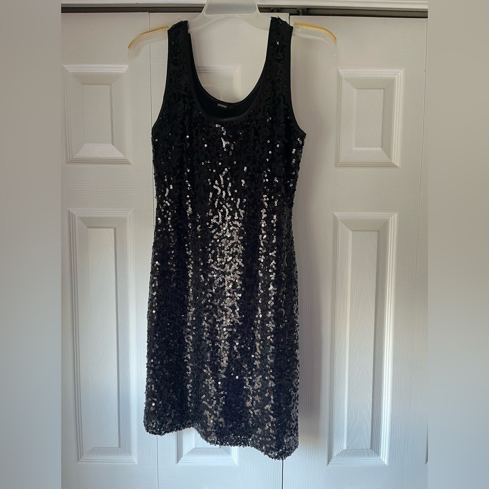 Black sequin party dress (sequin front & back), size M